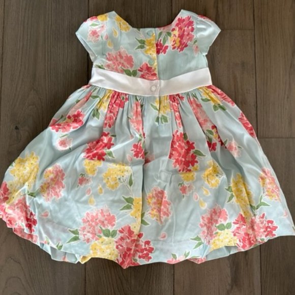 JANIE AND JACK GIRLS FLORAL SILK DRESS - Picture 2 of 2